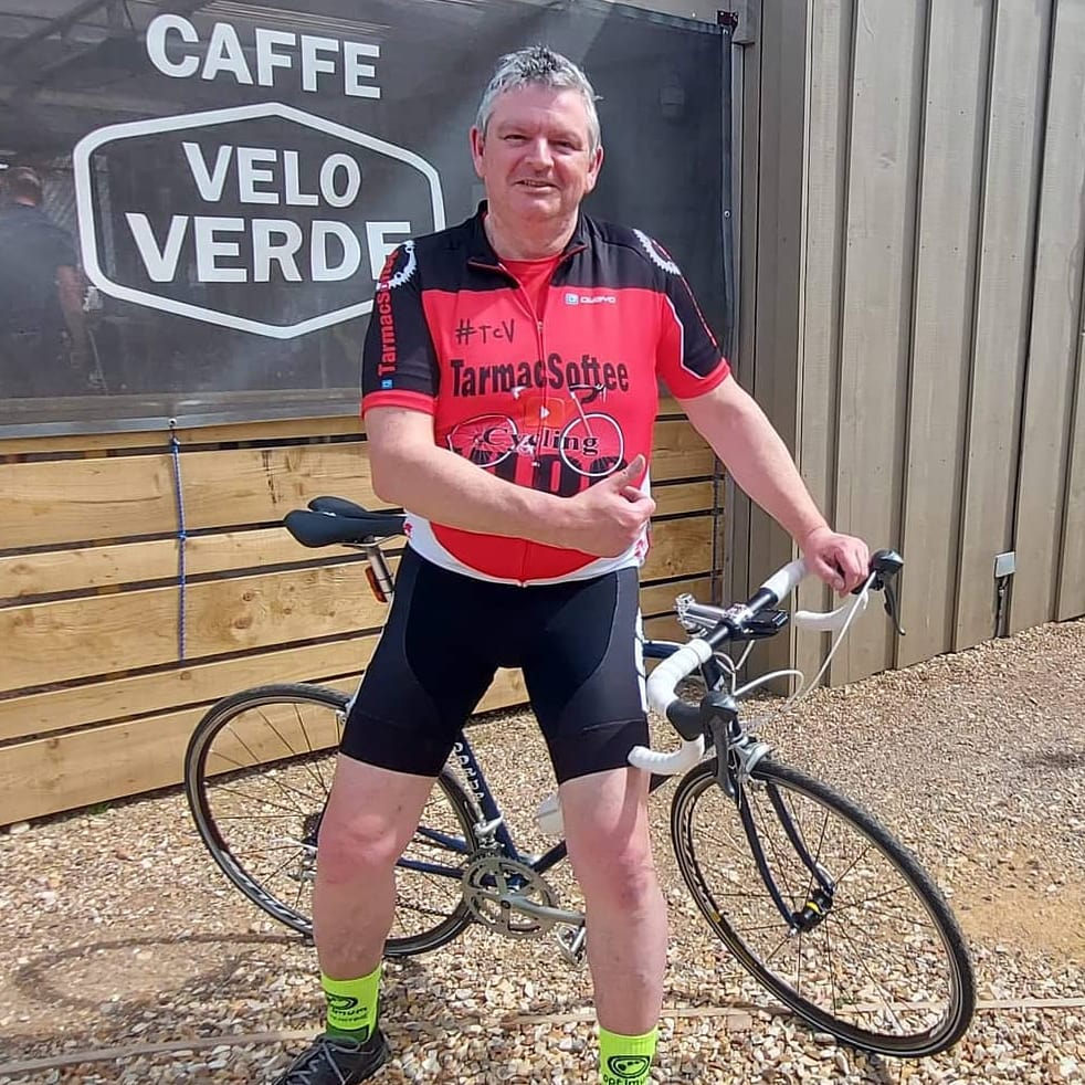 AyersNigel's tweet photo. Reunited after many years laying unloved in the shed. I mean the bike not me! Modeling my restored Woodrup at one of the best Cycling cafe's around @caffeveloverde
#cyclinglife #cycling #bicyclerestoration #tarmacsofteecyclingvlog #checkoutmychannel https://t.co/5a675zbEyW
