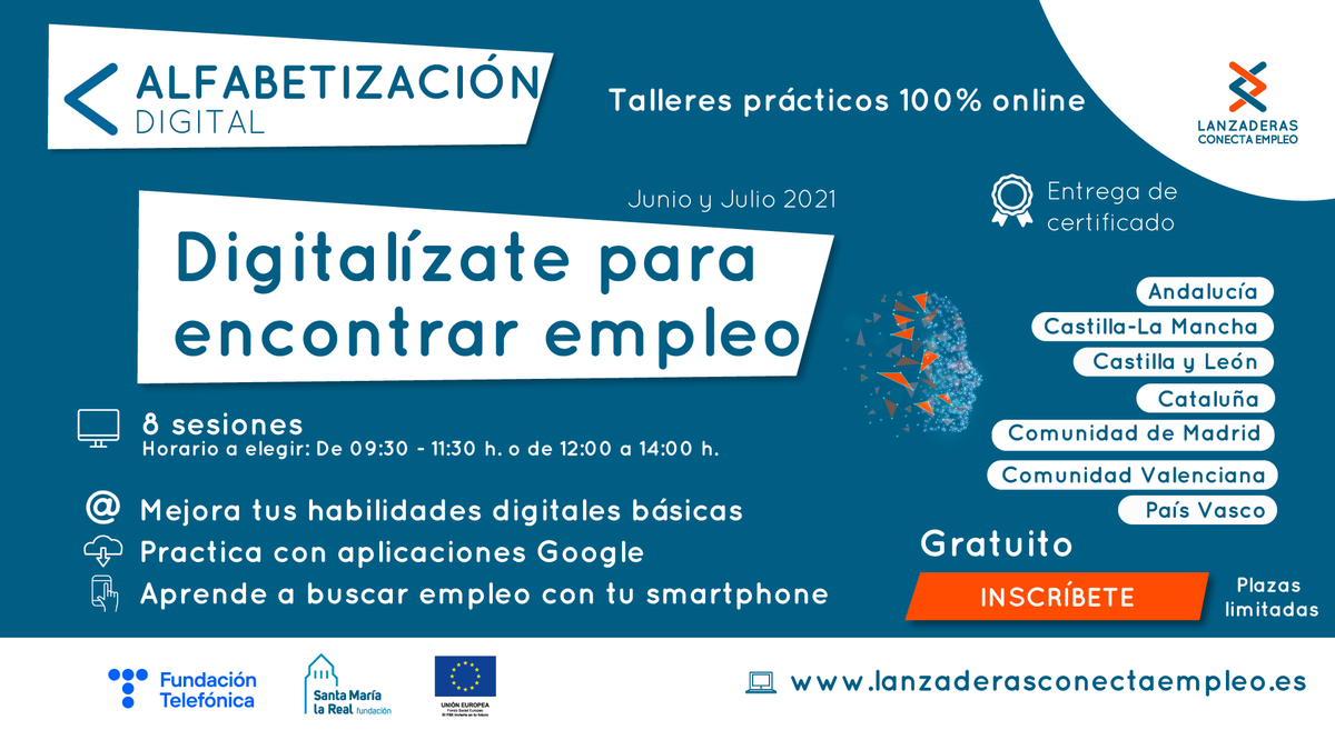 AreaEmpleoFSMLR's tweet photo. 📣Comenzamos la semana anunciando una nueva edición de #AlfabetizaciónDigital, un programa de #formaciónonline para personas en #desempleo que quieren aprender #herramientasbásicas para #digitalizar su #búsquedadeempleo. 👨‍💻👩‍💻Consulta ciudades y fechas: https://t.co/GQ2f1qHmcy https://t.co/xXWDlmJqze