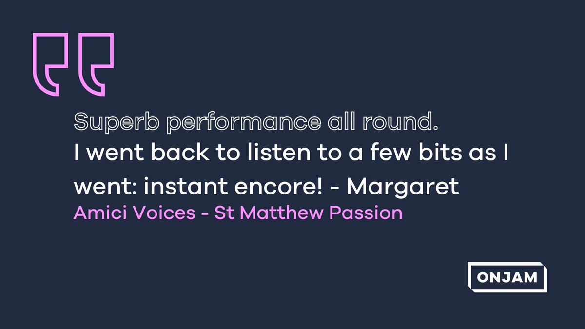 TODAY is your last chance to watch @AmiciVoices' Bach St Matthew Passion, filmed at @StJohnsSmithSq.

Congratulations @AmiciVoices on an incredible, memorable concert watched by people in 15 countries! Here are a few of their comments...

Tickets: onjam.tv/amici-voices/m…
