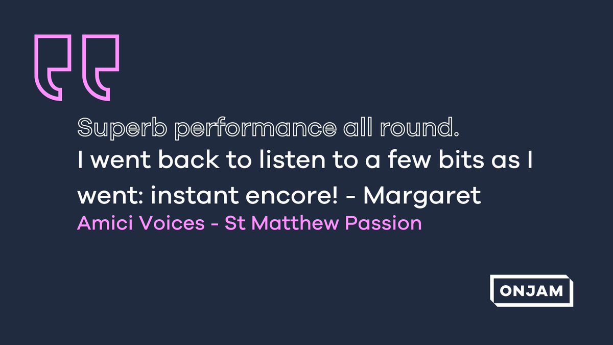 TODAY is your last chance to watch <a href="/AmiciVoices/">Amici Voices</a>' Bach St Matthew Passion, filmed at @StJohnsSmithSq.

Congratulations <a href="/AmiciVoices/">Amici Voices</a> on an incredible, memorable concert watched by people in 15 countries! Here are a few of their comments...

Tickets: onjam.tv/amici-voices/m…