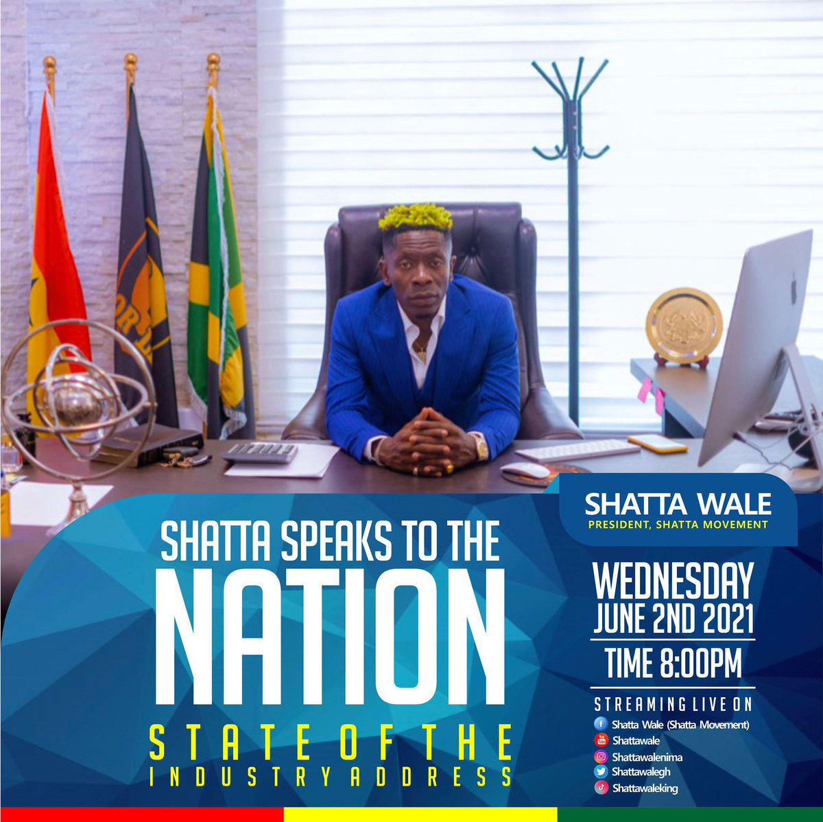 ShattaBianca's tweet photo. @shattawalegh Speaks To the Nation
- State Of The Industry Address-
2nd June (Wednesday)
8:00 Pm
#FixtheIndustry
I know you Canβt Miss This!! https://t.co/dKeb56fuS6