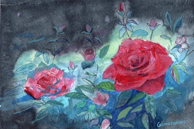「薔薇」
#水彩画 #みんなで楽しむTwitter展覧会 