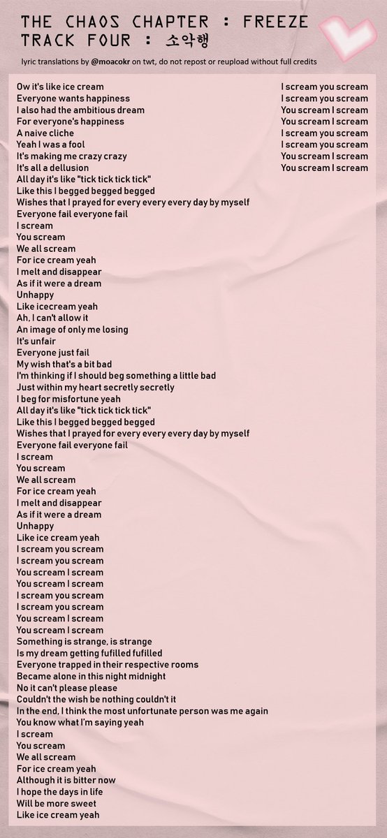moacokr's tweet photo. the chaos chapter : freeze eng lyrics
     → track four : 소악행
    🗯 repost only with full credits !

@txt_members #txt_freeze https://t.co/cnoKiAzd8o