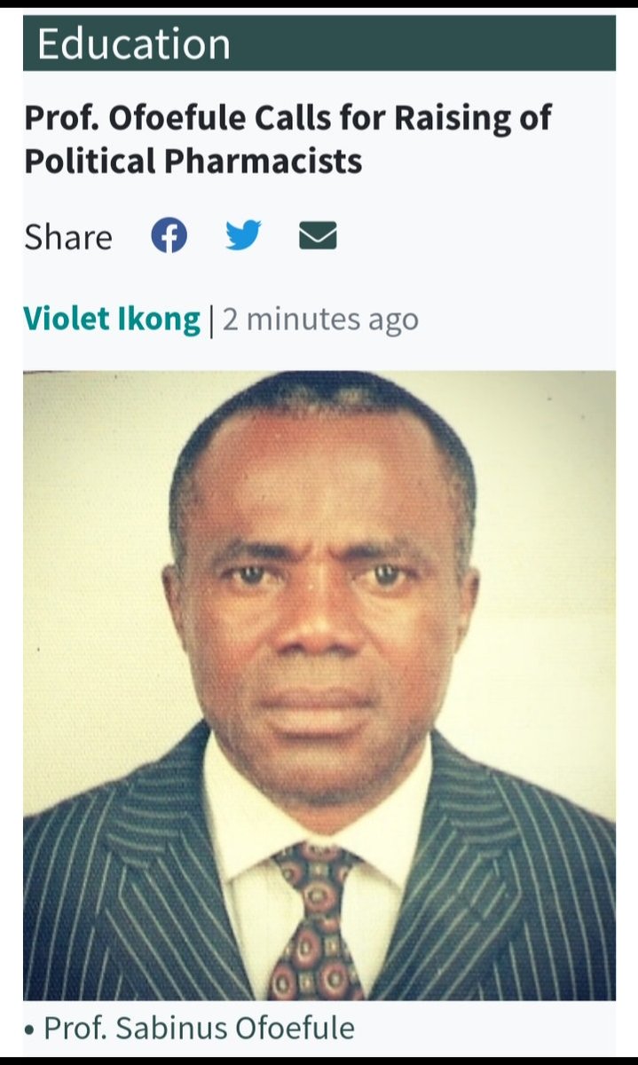 therecordunn's tweet photo. Prof. Sabinus Ofoefule of the department of pharmaceutical technology and industrial pharmacy, University of Nigeria, Nsukka (UNN), has called for the raising of political pharmacists to advocate for the profession.

Full story by Violet Ikong @

https://t.co/p25ZisVOFB https://t.co/O80F0mygIT