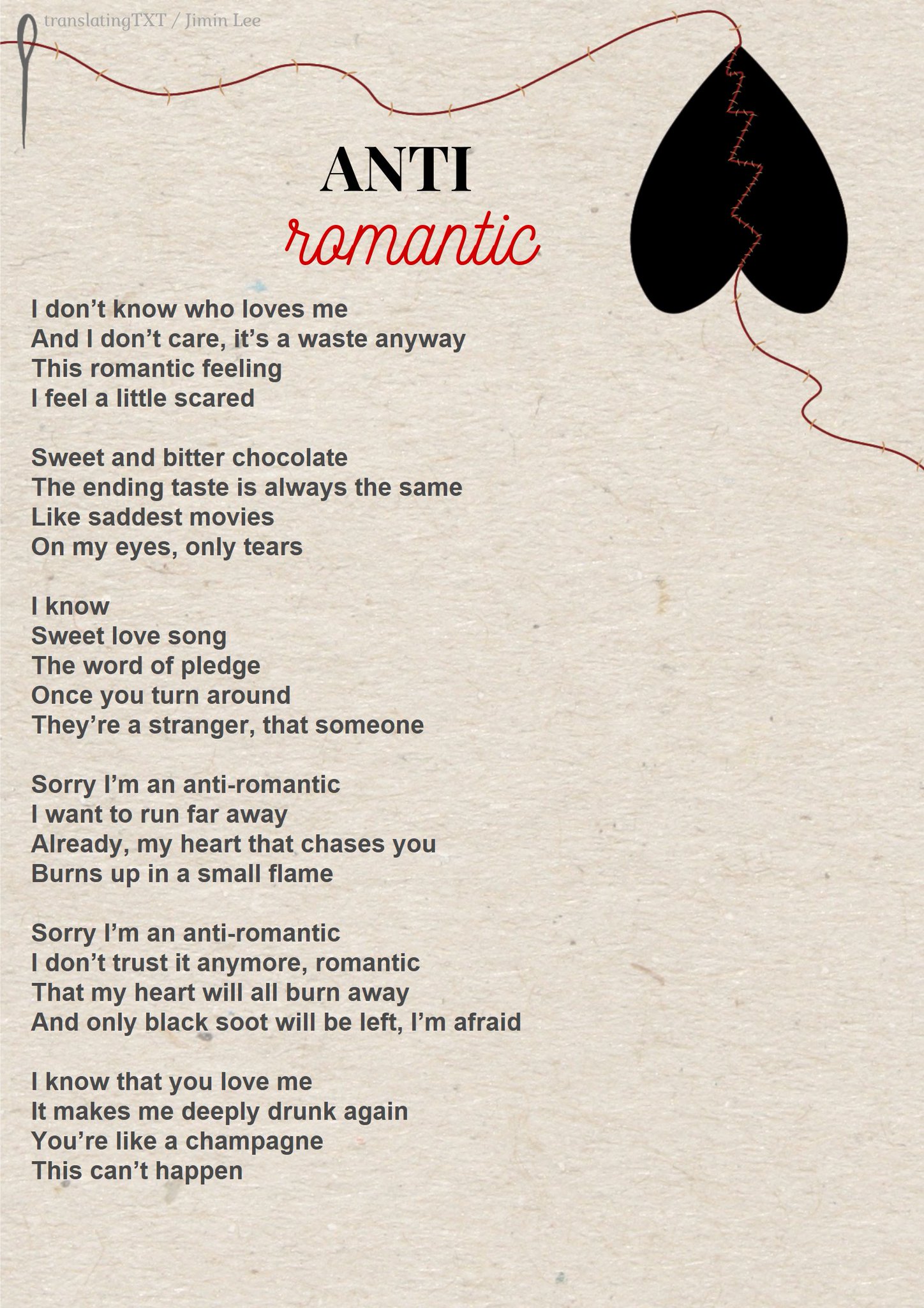 TXT Translations 💬 on Twitter: "TRACK 01: Anti-Romantic Lyrics [English  Translation] #TXT_FREEZE @TXT_members @TXT_bighit https://t.co/9qkKAhJfpN"  / Twitter