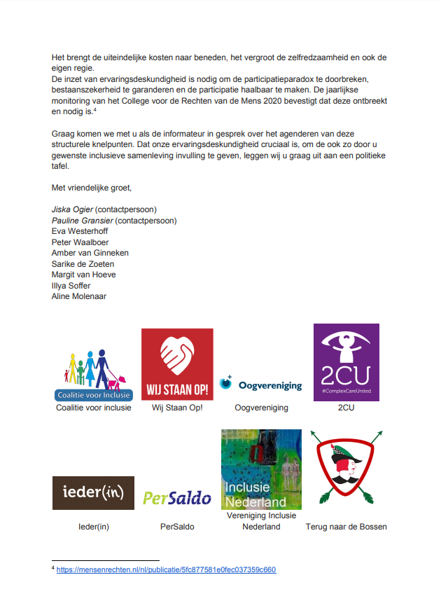 cvinclusie's tweet photo. FORMATIE: Ervaringsdeskundigen met een levenslange en levensbrede hulpvraag vanwege hun #handicap aan de politieke tafel bij de #formatie, in beeld én met passende eigen agenda. Dan zit échte #ErvaringAanTafel. Lees hier de brief: 
https://t.co/1KZKBXQcGM ^VK https://t.co/Itm7y0gBdJ
