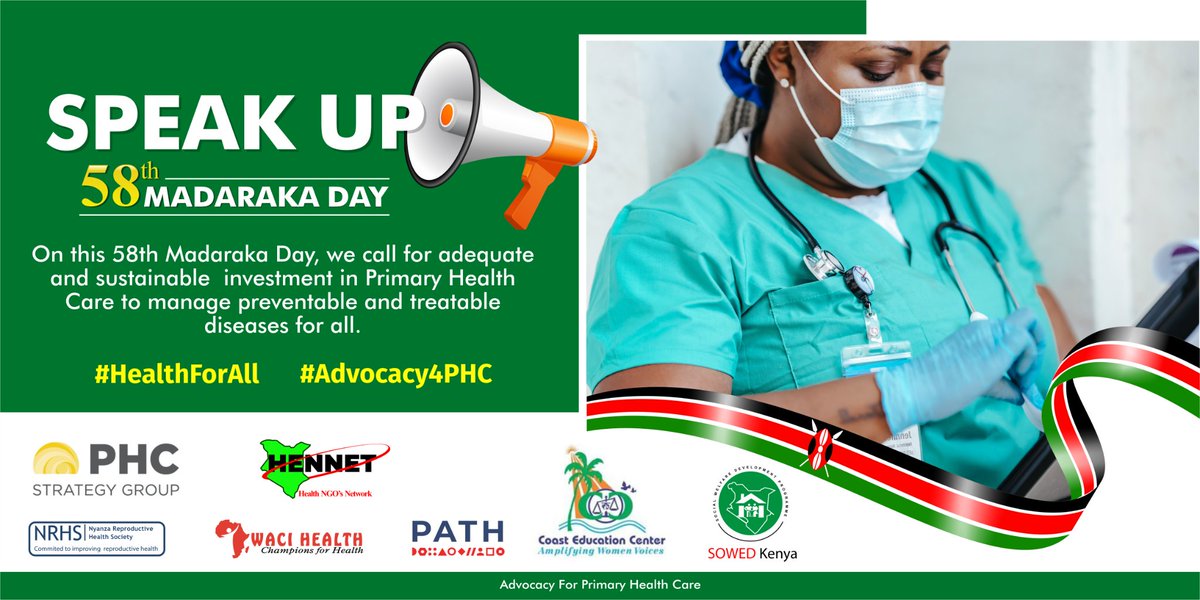 WManguyu's tweet photo. What does Madaraka Day mean to you? Freedom to access quality, affordable #PrimaryHealthCare wherever I am #A4PHC @HennetKenya @WACI_Tweets @PATHadvocacy @SOWEDKe @RMuganda1 @NdiranguRay @Chebett_Laboso @MOH_Kenya https://t.co/ky8mxxVPJ4