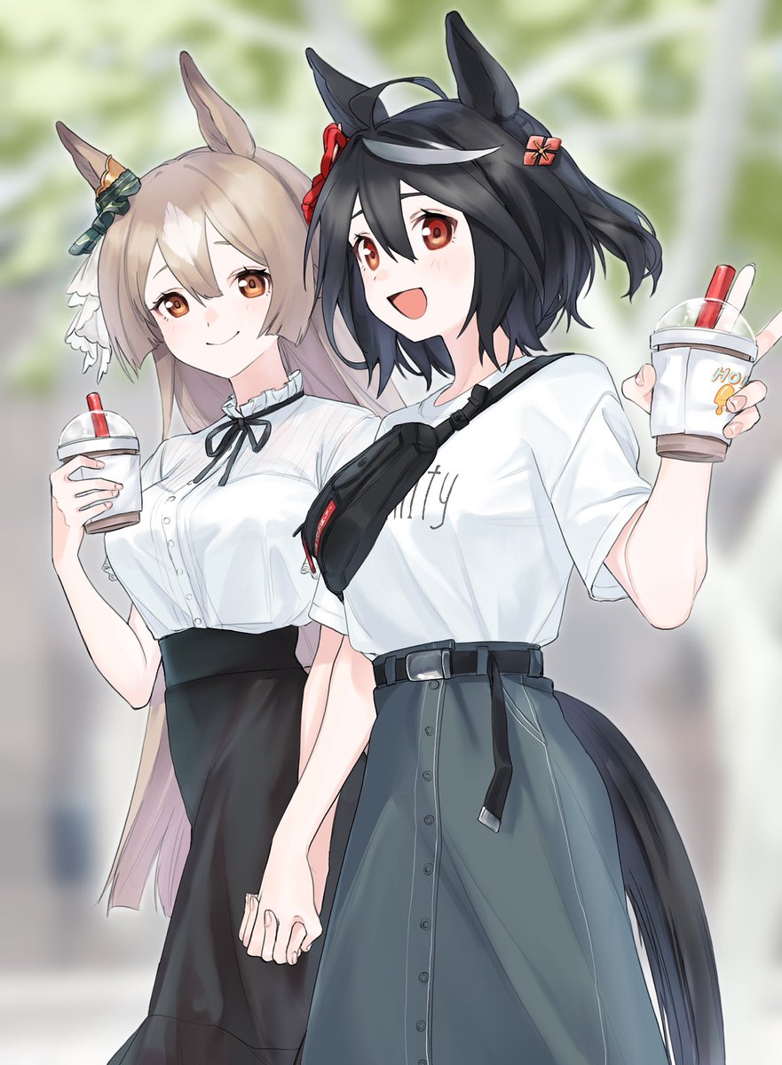 kitasan black (umamusume) ,satono diamond (umamusume) multiple girls 2girls horse ears animal ears tail horse tail horse girl  illustration images