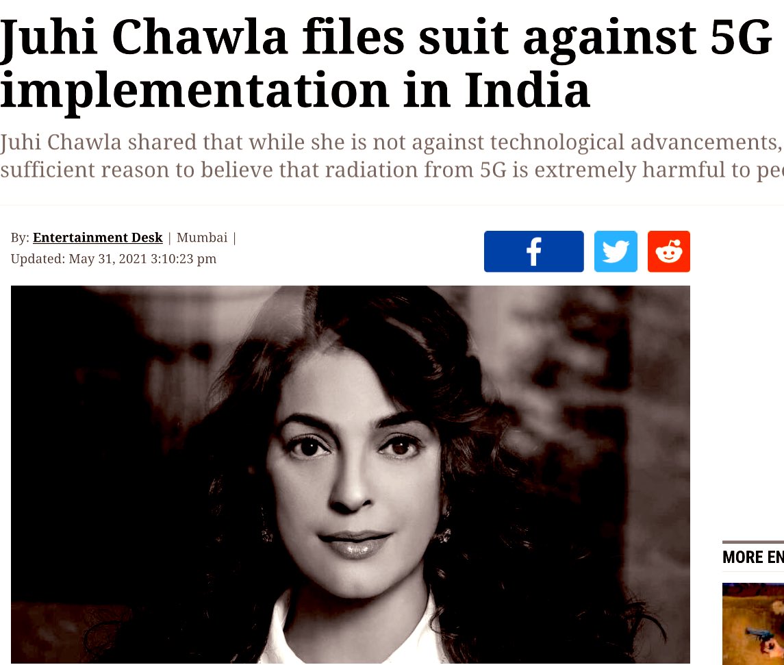 Dumb Juhi Chawla has filed a suit against the implementation of 5G in India, whereas our neighbouring state launched their EXPER 6G Satellite six months ago.

Is she even aware of the advantages of 5g to our military forces, technological advancements, economy, security &amp; life ?