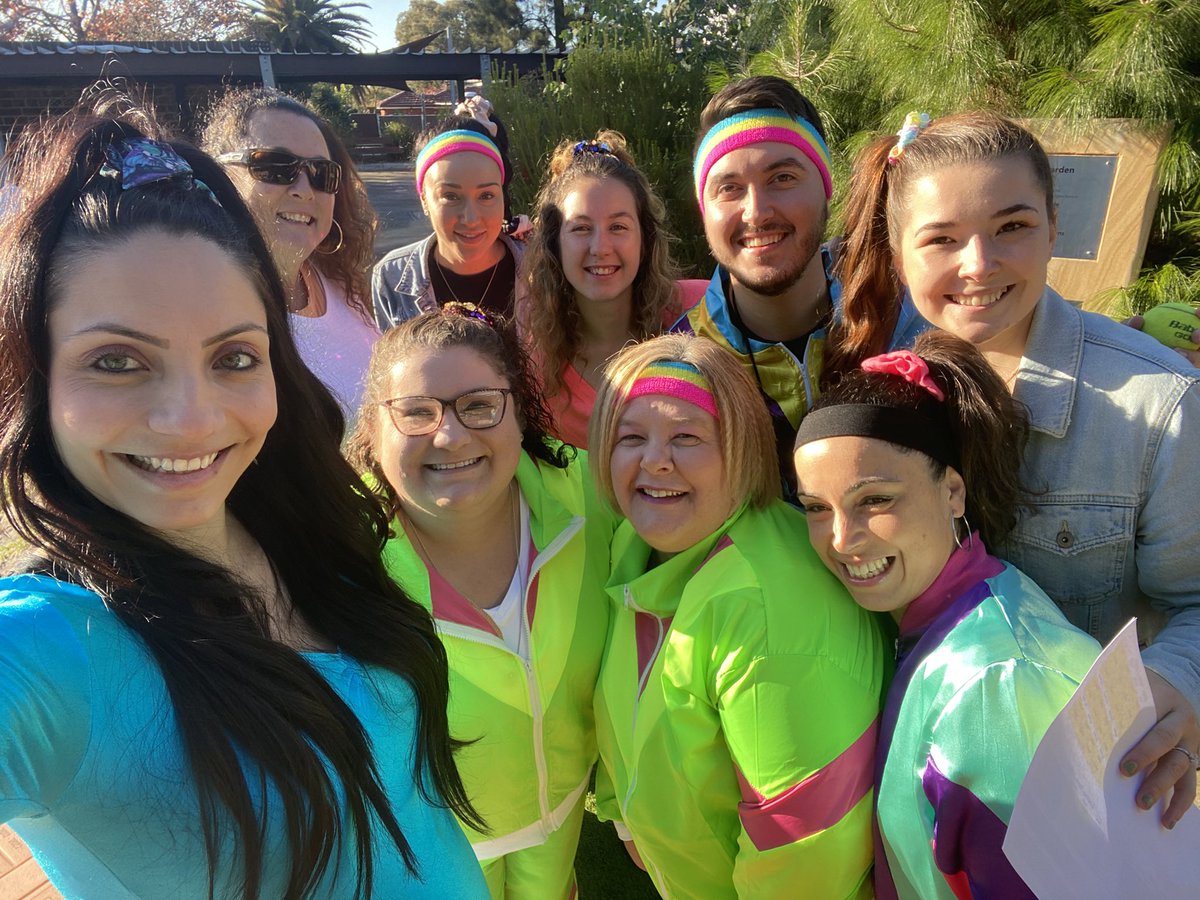 Day one of staff well-being week. 80s dress up! <a href="/MPSSupportUnit/">MilperraPSupportUnit</a>