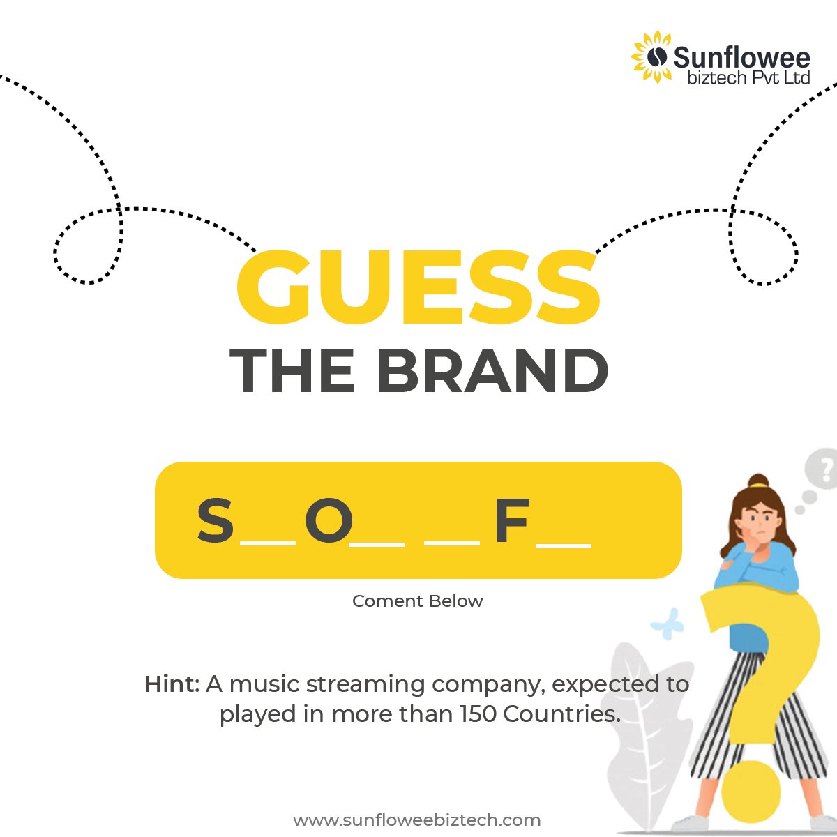 Sunfloweebiz's tweet photo. Hey?
Can you guess the brand?🤔
(Comment Below and let's see who guessed it right!)
.
.
.
#guessgame #guessthebrand #itgames #techgames #brandstrategy #musicstreaming #streamingcompany #itcompany #development #softwaredevelopment #commentbelow #tagmore https://t.co/I6k3dyw3T3