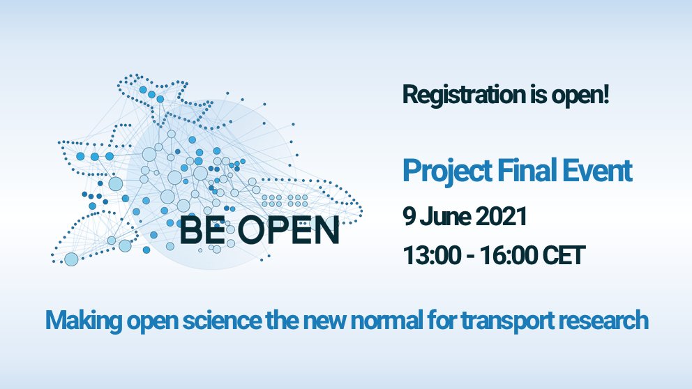 OpenScTransport's tweet photo. Social distancing won't stop us from unveiling the #BEOPENproject major results and play a part in 'Making #OpenScience the new normal for #transportresearch'
👐 Join us June 9, 13:00-16:00 CET
🧐 Check the programme: https://t.co/zpJKClYAhK
⏳ Register: https://t.co/GGQ20ZJHBL https://t.co/O6xOikYChD