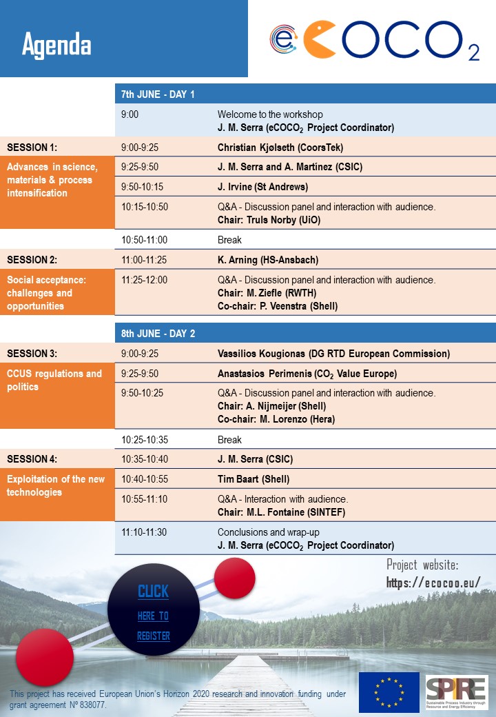 eCOCOO2's tweet photo. Last chance to register and join our interactive webinar “CO2 into fuels: a scientific, industrial, social and political perspective” on 7-8 June.
4 sessions to discover challenges and opportunities for #CO2based fuels and chemicals.
➡️All info: https://t.co/NaxCyiN4NK https://t.co/fafdctXk4N