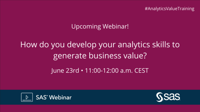 Mandrup73's tweet image. How do you develop your #analyticsskills to generate business value? Learn from industry thought leaders in our #freewebinar on June 23 why analytics expertise is vital. #learnsasonline #analyticsprofessional bit.ly/2SKtnv7