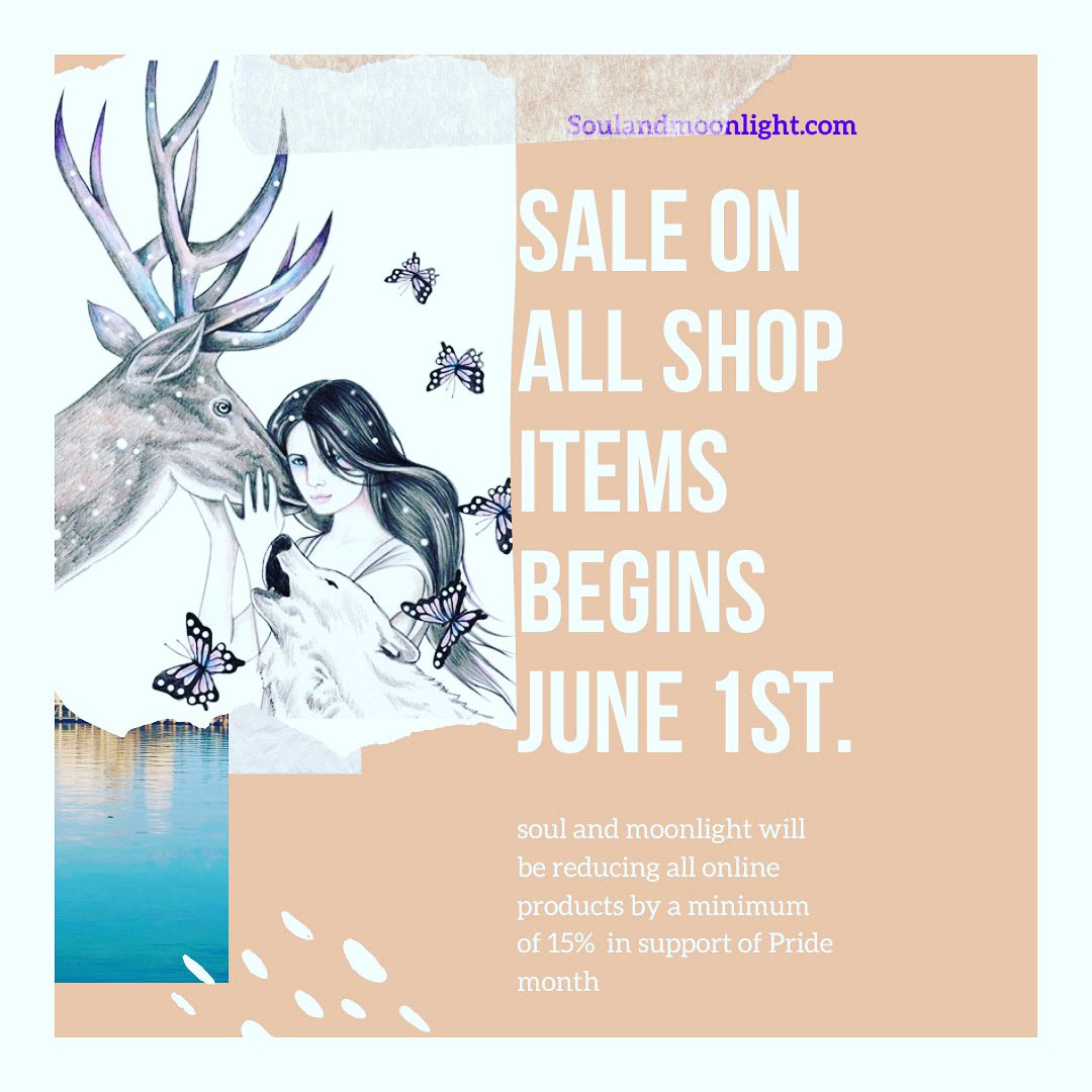 Soul and Moonlight sale to raise awareness and show support to the #LGBTQ community Sale runs for the month of June 2021 for #PrideMonth2021 I will be donating and one purchaser will win a prize! Please support #PrideMonth however you can #smallbusiness