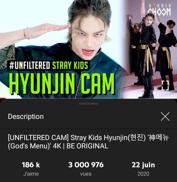 HHJCentral's tweet photo. Hyunjin's God Menu fancam surpassed 3 000 000 (3m) views! he's now the FIRST and ONLY idol to have a fancam reach 3m views on studio choom channel! Congrats king 🎉👏 

🔗: https://t.co/otSiAG1ea4

스트레이 키즈 현진 #Hyunjin @Stray_Kids #현진 #스트레이키즈현진  #StrayKids https://t.co/nDiRmGzCYe
