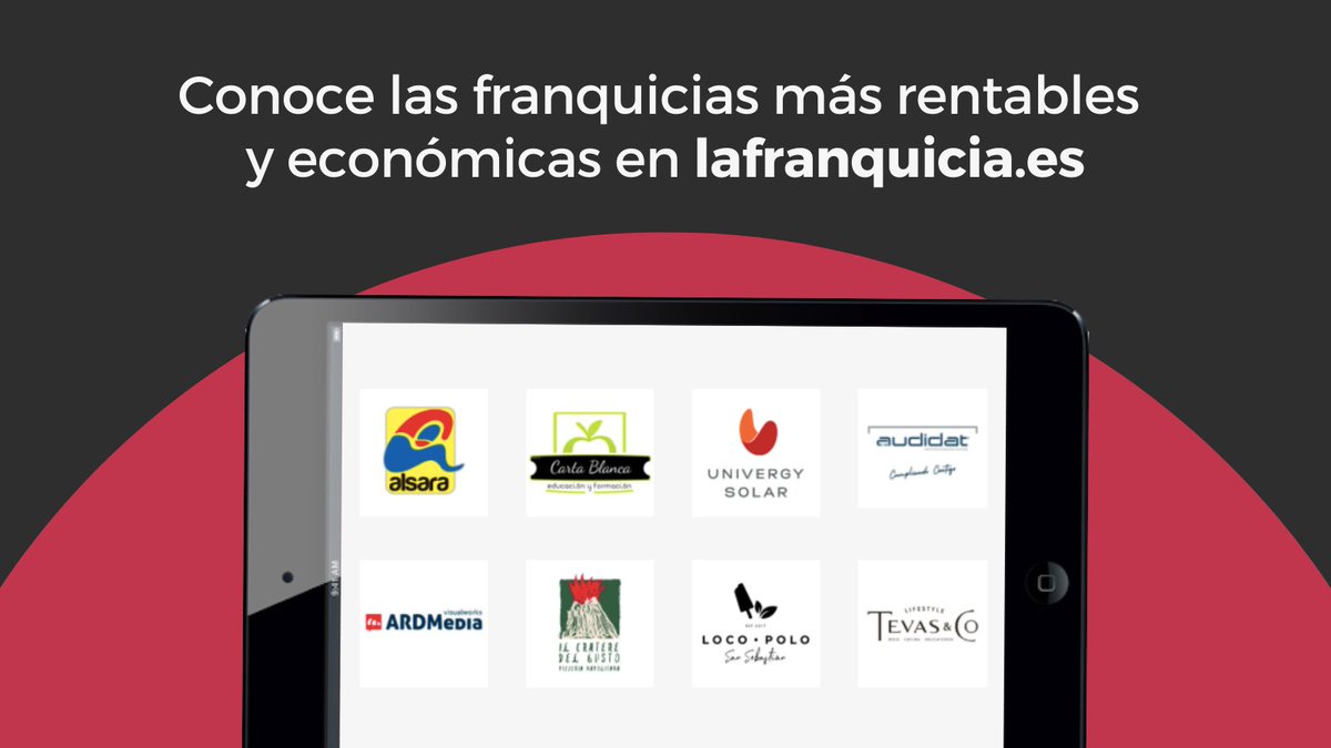 lafranquicia_es's tweet photo. ¡Franquicias rentables y económicas en España!
🖥  Visita nuestra web: https://t.co/2PZYR7UcP5

@audidat @thelocopolo @tevas_co #UnivergySolar #ARDMedia #IlCratereDelGusto #SupermercadosAlsara #Emprender #Franquiciasrentables https://t.co/adgdmULGli