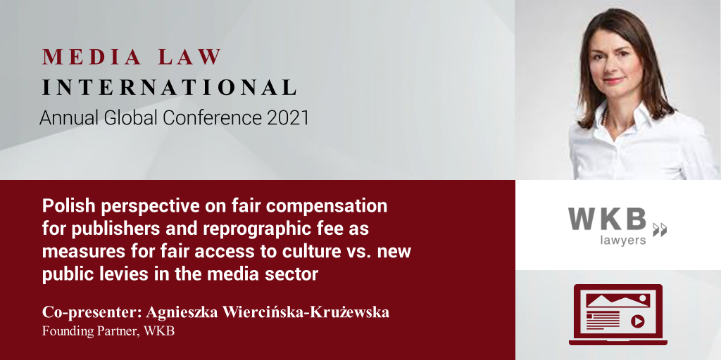 We look forward to hearing Agnieszka Wiercińska-Krużewska of WKB discuss changes in regulations concerning financial aspects of the media market. Join our Annual Global Conference for a full day of presentations and more on 22 June 2021. 🔗 buff.ly/3gB3RCq