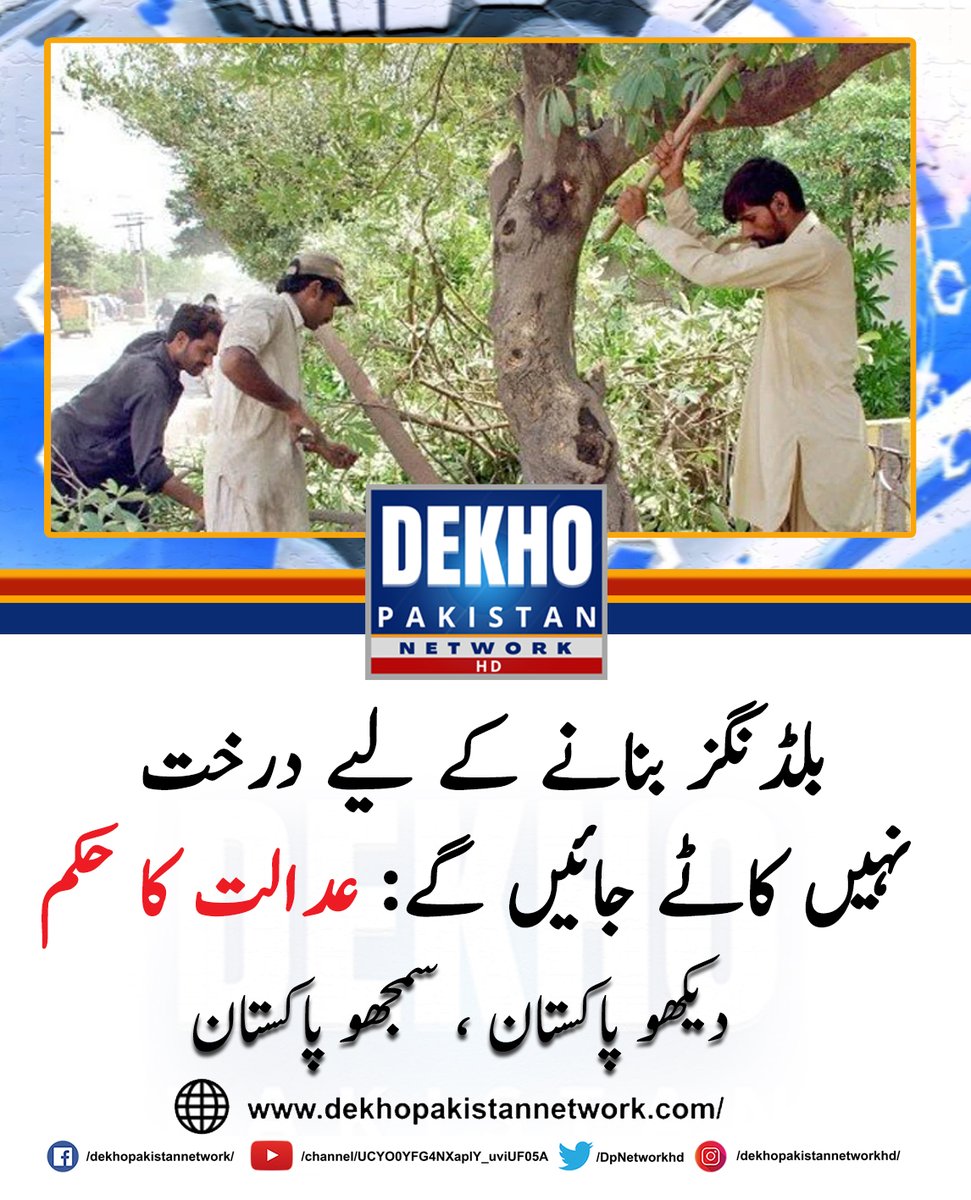 DPNetworkhd's tweet photo. لاہور: صوبہ پنجاب کے دارالحکومت لاہور کی ہائیکورٹ نے تعمیرات کے لیے درخت کاٹنے سے روک دیا، عدالت نے حکم دیا کہ درخت کاٹنے کے بجائے دوسری جگہ منتقل کیے جائیں۔ https://t.co/URoKXxaqpi