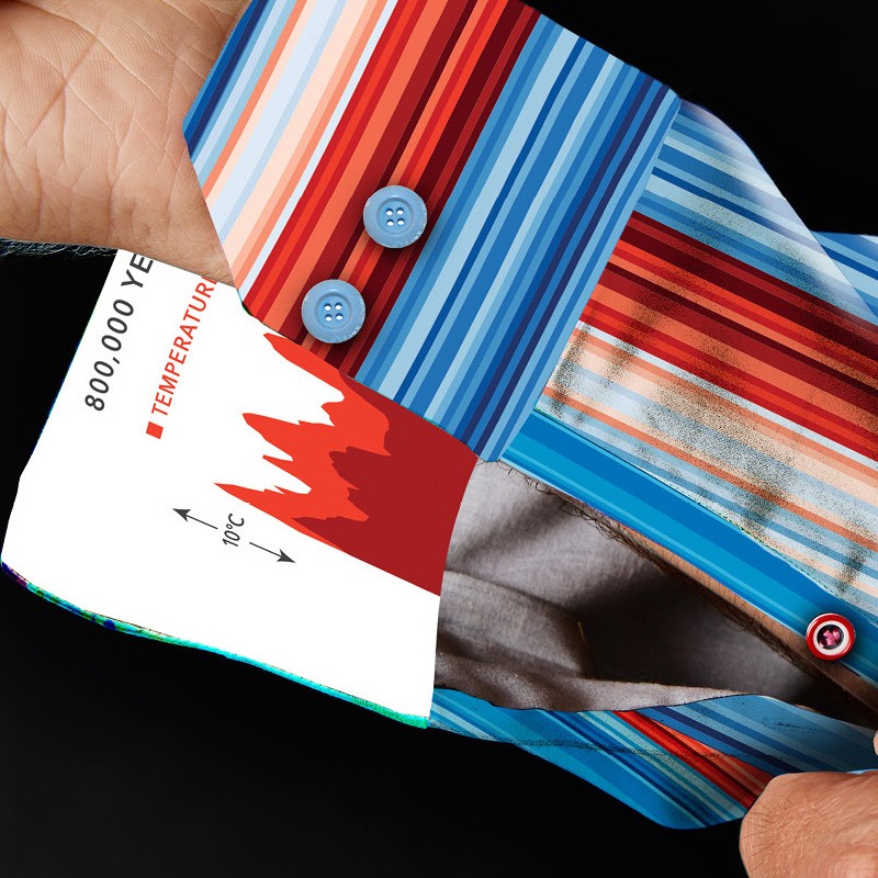 Drive member <a href="/AndyBoothman/">Andy Boothman</a> has created something both stunning and important. His exclusive design for <a href="/dresscodeshirts/">Dresscode</a> depicts 800,000 years of data collected by the British Antartic Survey using the chilling "Warming Stripes creation by climate scientist <a href="/ed_hawkins/">Ed Hawkins</a>