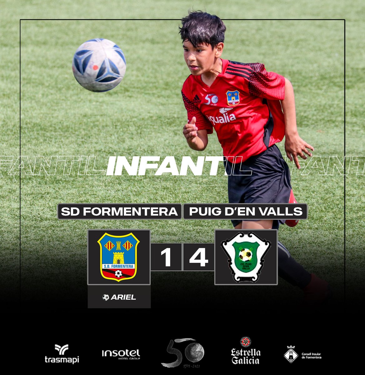 sdformentera's tweet photo. ➡️ 𝙍𝙀𝙎𝙐𝙇𝙏𝘼𝙏 𝙄𝙉𝙁𝘼𝙉𝙏𝙄𝙇 🔴⚫️

⚽️ #InfantilSDF 1⃣-4⃣ Puig d'en Valls

⚽️ Ariel

#queaixònosaturi https://t.co/FtoPz1Emv7