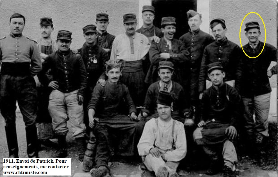 Le_Chtimiste's tweet photo. "Honneur aux cordonniers de la classe 1910 de la 8e compagnie et courage à la classe 1911" - 94e régiment d'infanterie - Le personnage entouré est le grand-père de Patrick - #94eRI https://t.co/KegNjyksUo