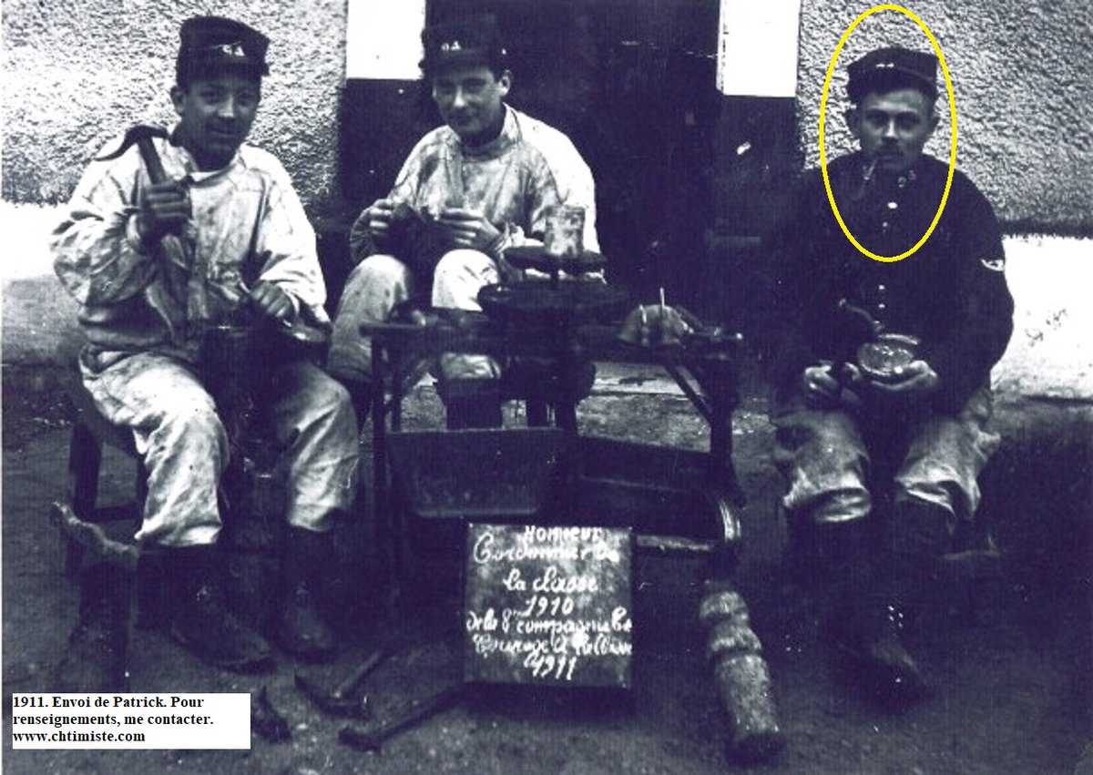 Le_Chtimiste's tweet photo. "Honneur aux cordonniers de la classe 1910 de la 8e compagnie et courage à la classe 1911" - 94e régiment d'infanterie - Le personnage entouré est le grand-père de Patrick - #94eRI https://t.co/KegNjyksUo