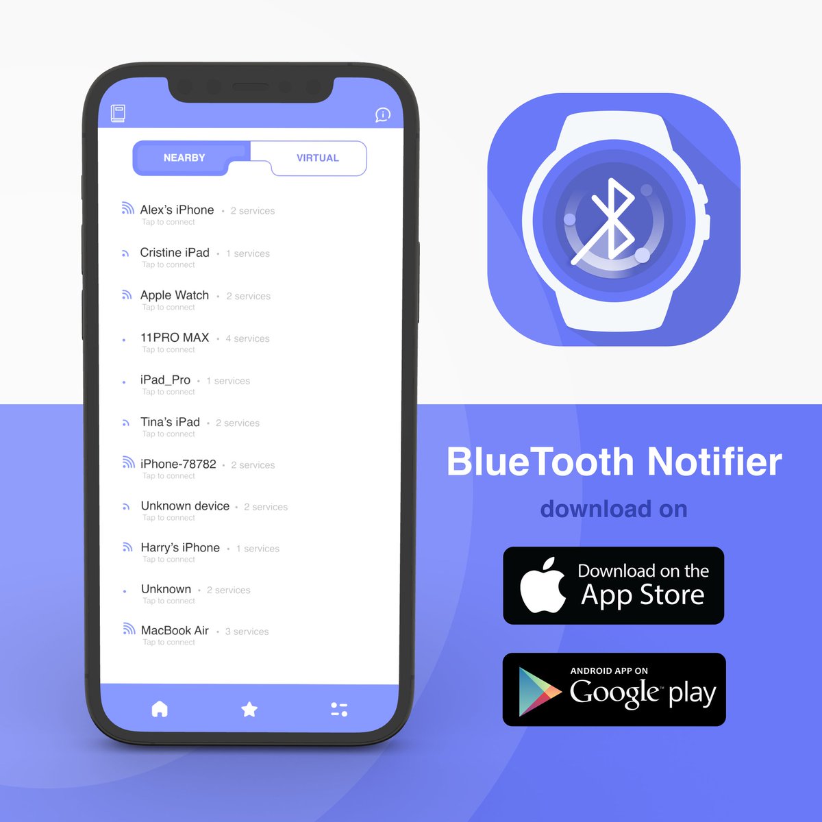 DartcomI's tweet photo. Bluetooth Notifier let you connect to all near by BLE devices including smart watches and see their services.
#bluetooth #notifier #connect #device #smart #function #dartcomit #ios #android #mobileapp #code #coding #developers #swift #store #appstore #design #apple #ui #ux #app https://t.co/MlYpgGOdYl