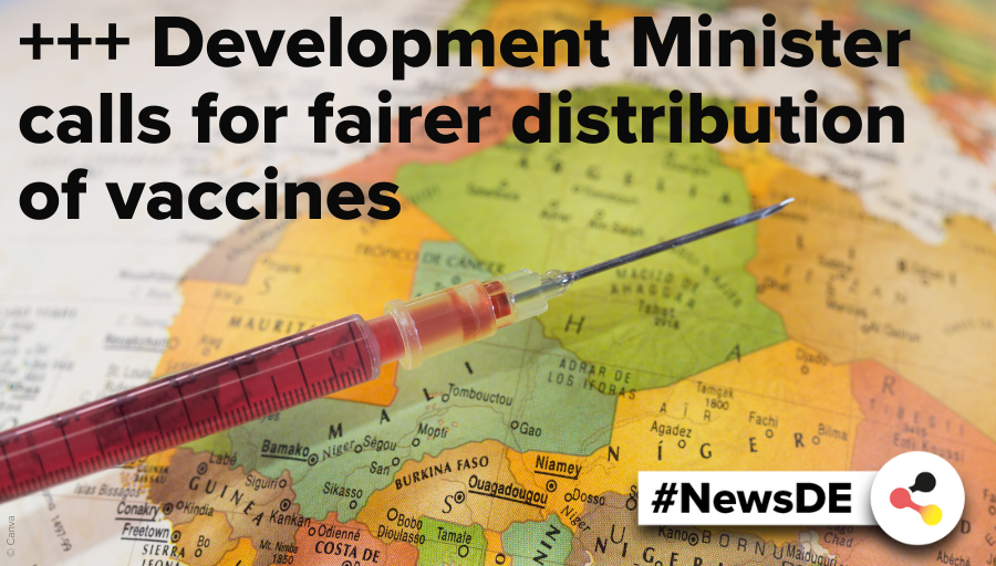 en_germany's tweet photo. +++ Development Minister calls for fairer distribution of vaccines.
❗ Latest #News from #Germany
👉 https://t.co/fogL2c4d8B
#NewsDE #Covid19 #Pandemic #coronavirus #TogetherAgainstCovid #vaccinationhelps #CoronaAid https://t.co/5c4dpjfUOV