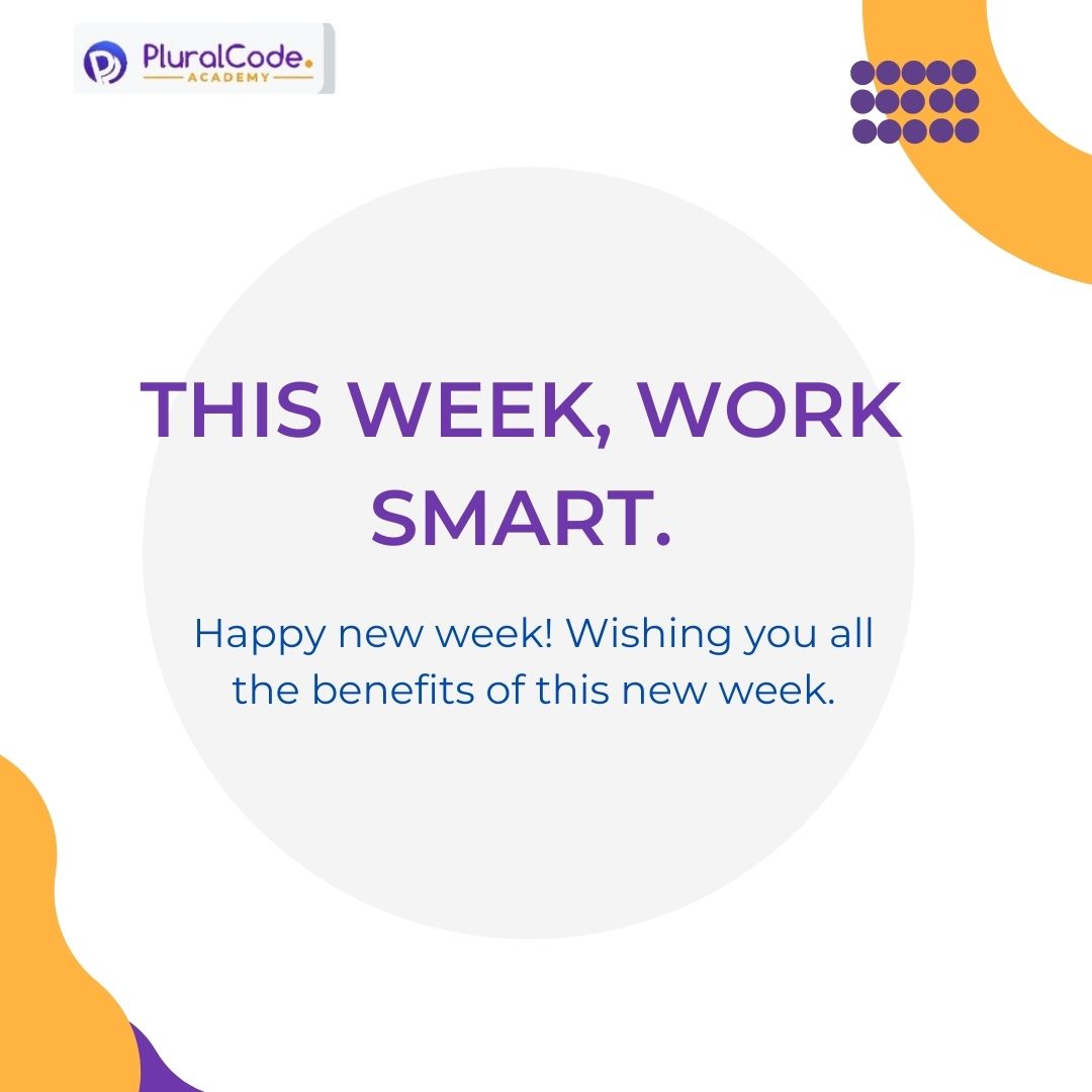 Pluralcode_Acad's tweet image. This new week, be more deliberate, productive and creative.
Remember, You Only Live Once (YOLO).
Make every minute count.
Happy new week, Y'all!
#pluralcodeacademy