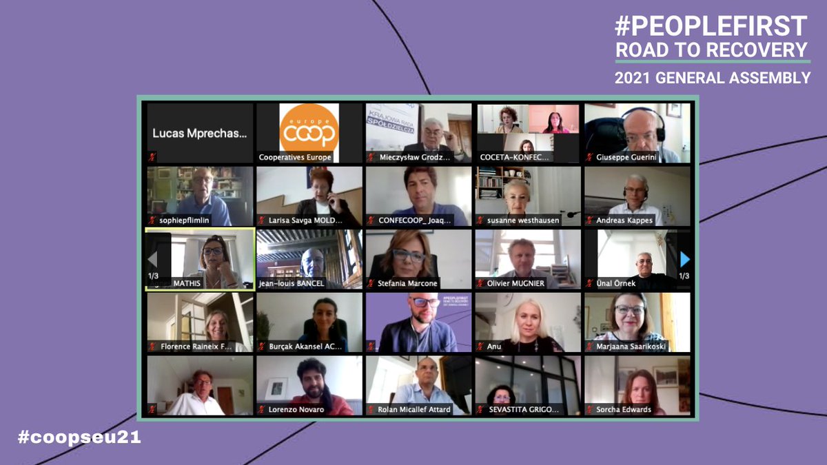 CoopsEurope's tweet photo. THANK YOU to all our members!👏The 2021 General Assembly ended with hopes for a brighter year ahead.💫

➡️We will be meeting in Paris 🇫🇷in September for 2021 Elections to elect a new President and Board. 

Stay tuned! #CoopsEU21 https://t.co/VS193tEt8A