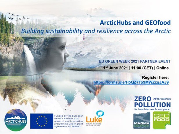 Tomorrow at 11 <a href="/ArcticHubs/">ArcticHubs</a> and #GEOfood will join together the <a href="/EU_GreenWeek/">eugreenweek</a> #zeropollution <a href="/RokuaGeopark/">Rokua UNESCO Global Geopark</a> <a href="/VKrokki/">Vesa Krökki</a> <a href="/TouchTD/">Touch TD</a> <a href="/GlobalGeoparks/">UNESCO Global Geoparks</a> #EGNweek2021