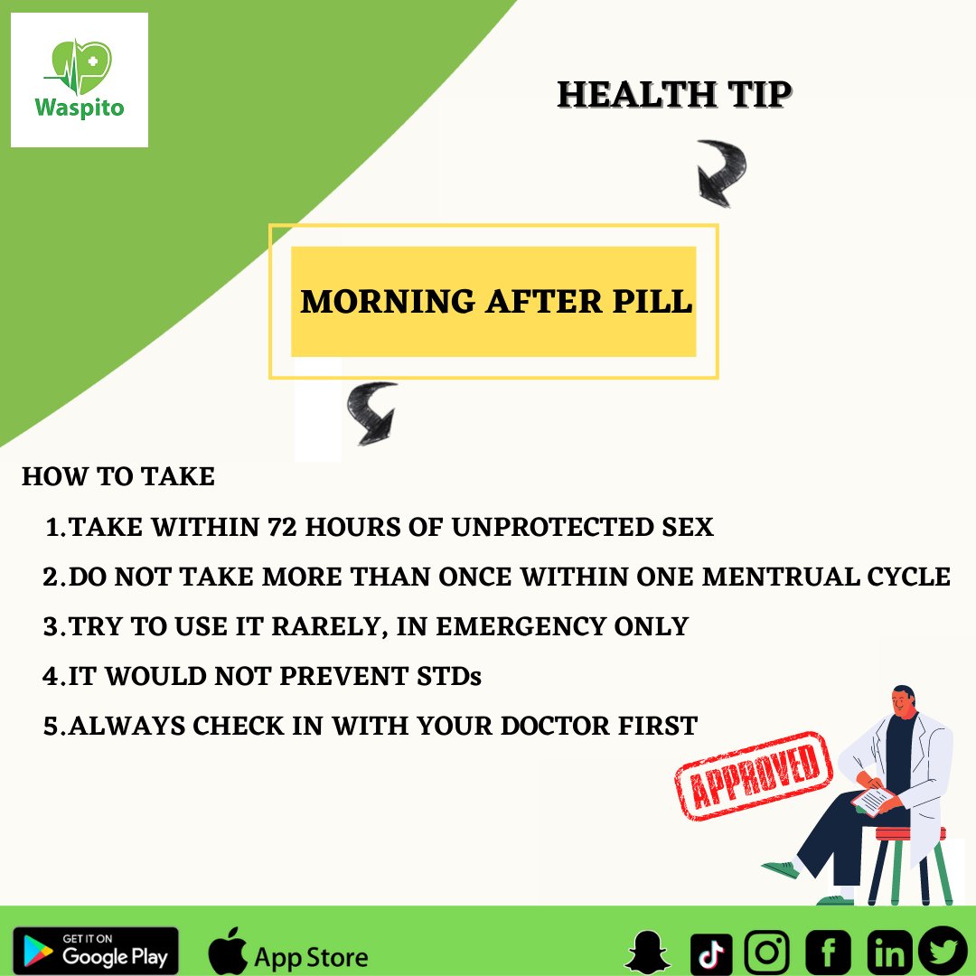 waspito1's tweet photo. Saviez-vous qu'il existe des complications liées à une mauvaise utilisation des pilules du lendemain?
Did you know there are complications related to the wrong usage of morning after pills? #waspito #WomensHealth #healthcare #telehealth #HealthcareHeroes #EDoctors https://t.co/hqMfgvaGlR