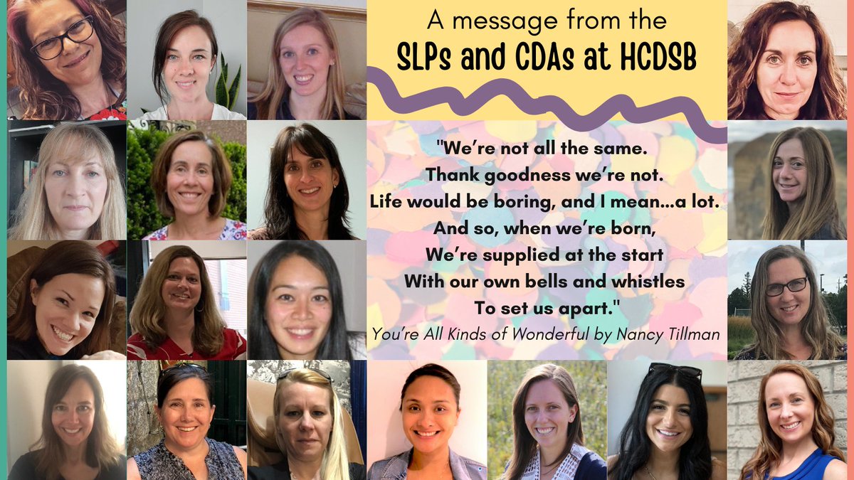 CarolynM_SLP's tweet photo. "Who knows the bells that are planted in you? Maybe 19 or 102. Before you were born you were fitted &amp; packed with all kinds of wonderful...that is a fact!"
@HCDSB_SLPs_CDAs are honoured to work with students. You amaze us every day with what you have learned &amp; how you have grown! https://t.co/52GMUl6f3w