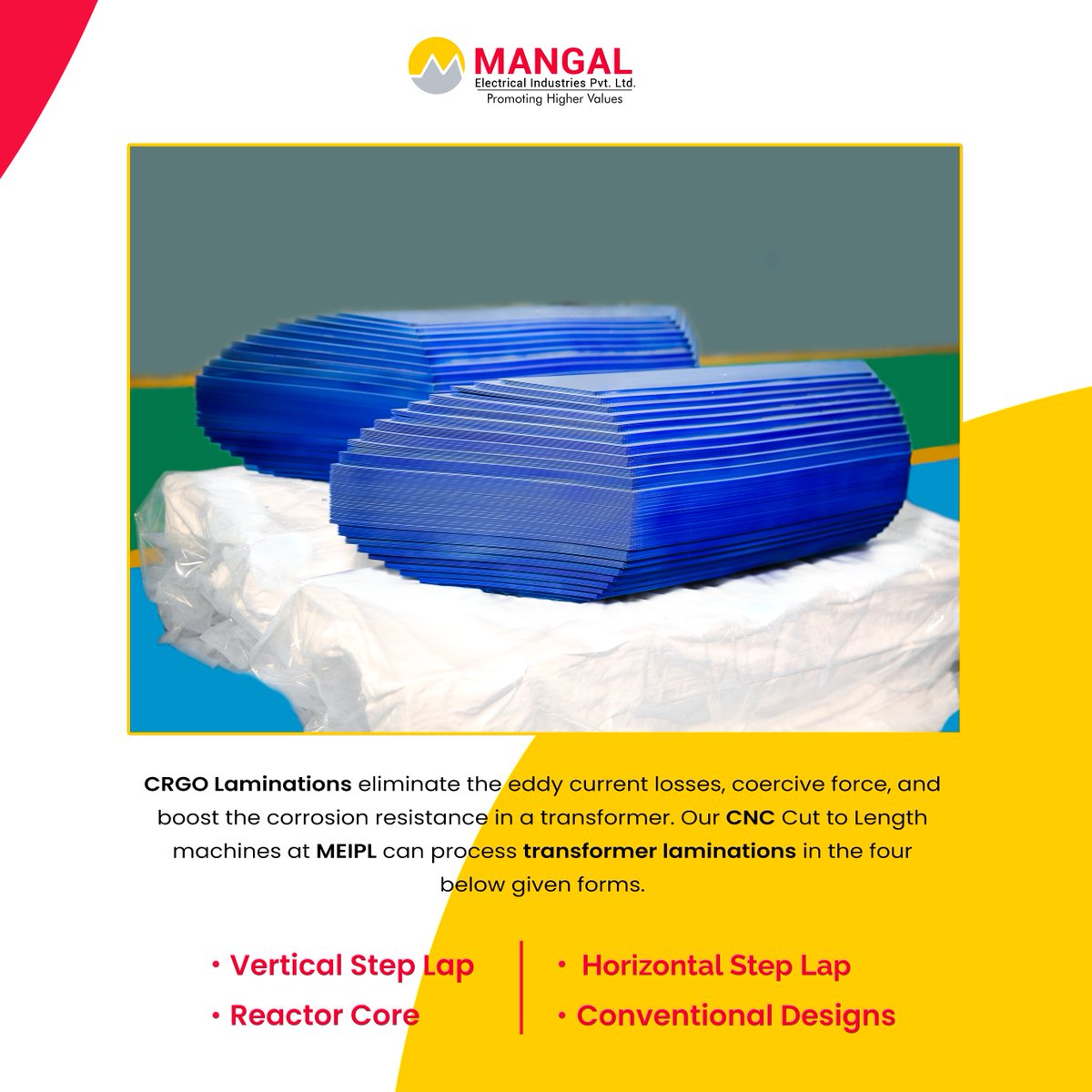 MeiplIndia's tweet photo. Our Cold-Rolled Grain-Oriented (CRGO) transformer laminations ensure maximum flux linkage and keep up the efficiency of our top-notch products.

Visit Our Website: https://t.co/VP8LOaA8lx

#Mangal #MEIPL #transformer #electricalindustry #electrical #electronics #technology #crgo https://t.co/BLirngO70R