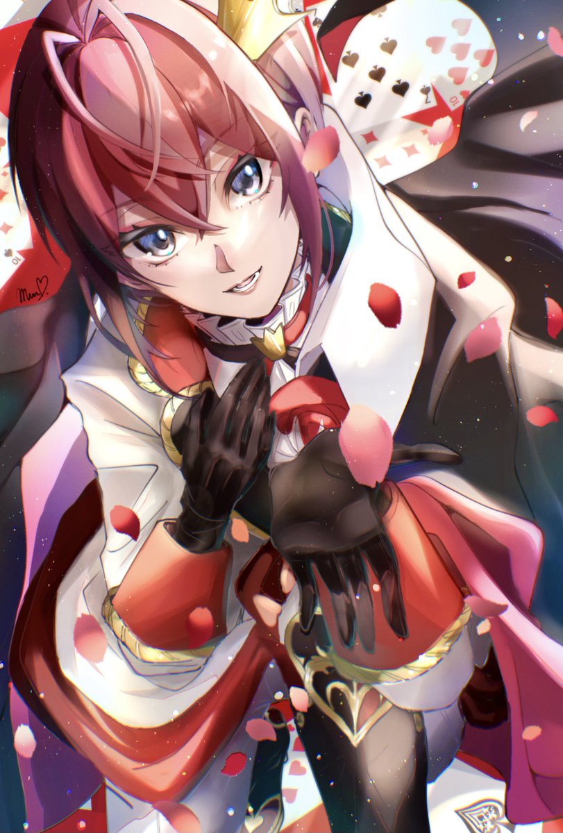 red hair 1boy male focus gloves looking at viewer crown solo  illustration images