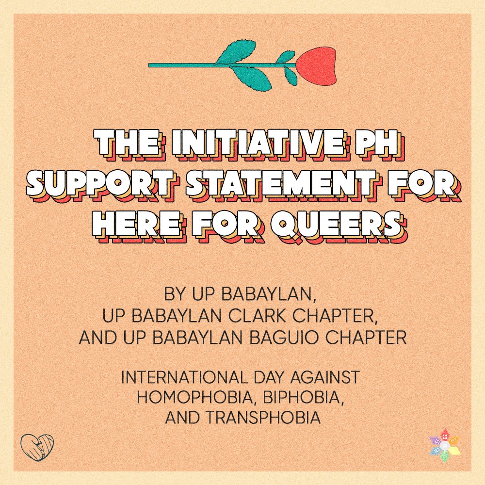 theinitiativeph's tweet photo. The Initiative PH is one in this commemoration, in support of Here for Queers by UP Babaylan, UP Babaylan Clark Chapter, and UP Babaylan Baguio Chapter, echoing its call to pass the SOGIE Bill.

Read: https://t.co/3DGbfllqMG

#HereForQueers #YesToSOGIEBill #PassADBNow #LoveWins https://t.co/n8Jol9XMTH