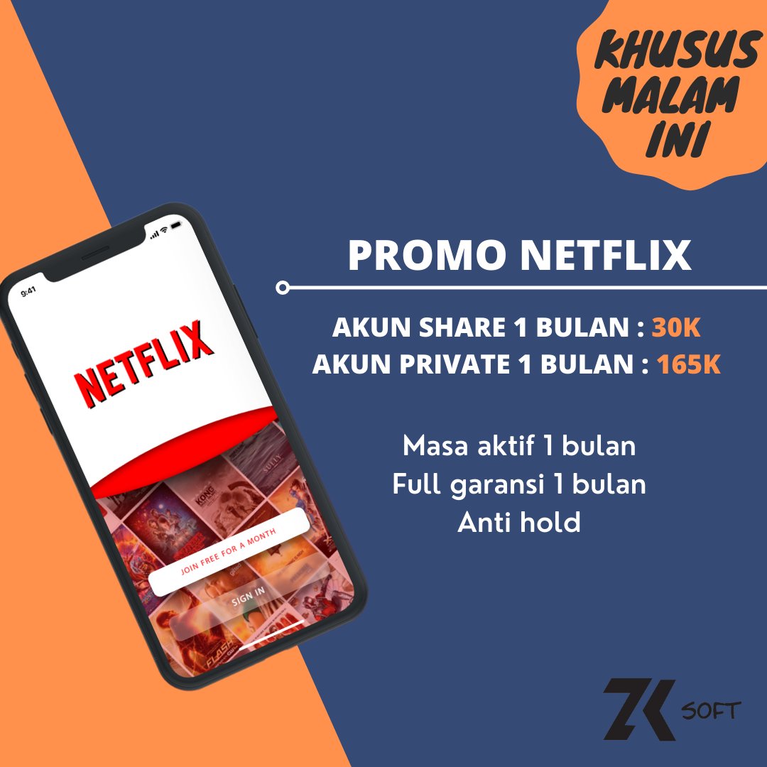 soft_zk's tweet photo. @304verse @TXT_members @TXT_bighit Numpang jualan ya kak
*PROMO NETFLIX FULL GARANSI*
Buat teman2 yang belum punya akun Netflix premium bisa banget nih langsung DM admin.
Promo menarik khusus malam ini ya!
Netflix Sharing 1 Bulan (Gc Brazil): Rp29.999,-
Netflix Private 1 Bulan: Rp164.999,-
NB : Slot Terbatas https://t.co/6ltsfzbc2j