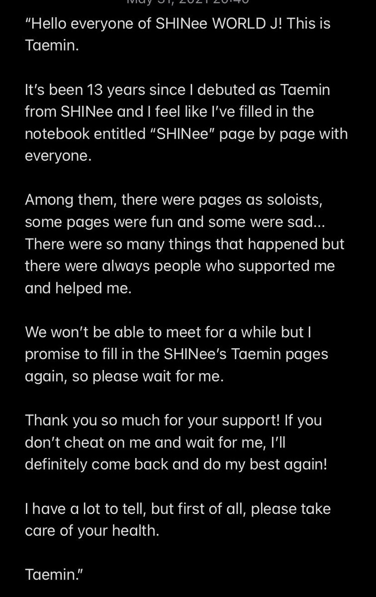 ✨210531 Taemin’s message for SHINee World J 

#TAEMIN #태민 #テミン
#SHINee <a href="/SHINee/">SHINee</a> #샤이니