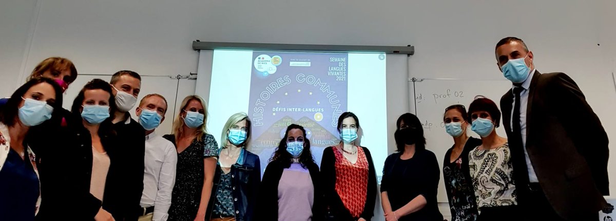 ItalienAcNice's tweet photo. Réunion du #GND #interlangue 🇮🇹🇬🇧🇩🇪🇪🇸 @AzurGnd de l'@AcademieNice au @CollegeLeotard de Fréjus 
Au programme : bilan de la #SemaineDesLangues, palmarès du concours d'écriture collaborative #HistoiresCommunes et préparation de la #JournéeEuropéennedesLangues2021🇪🇺 https://t.co/jg64sUHZEg