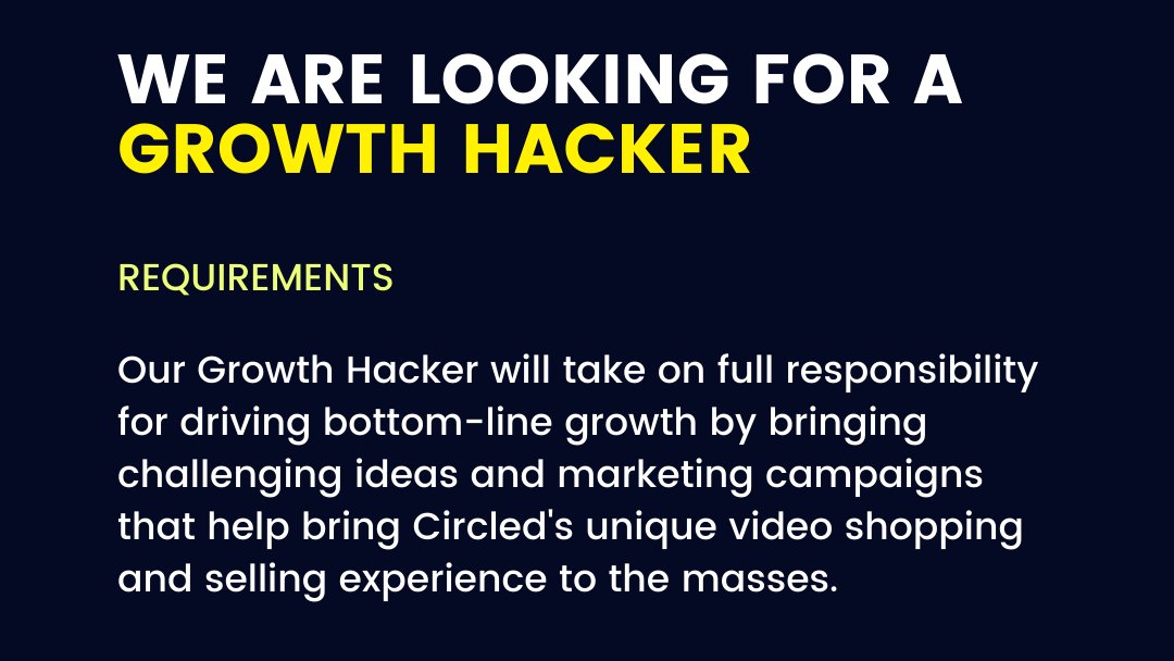 circledapp's tweet photo. Circled is looking for a Growth Hacker to to help us bring our unique video shopping experience to the next level.

https://t.co/MVO6qUdtCj

#GrowthHacking #Marketer #Marketing #ecommerce #videoCommerce #HIRINGNOW #hiring https://t.co/hTEOC6tVUz