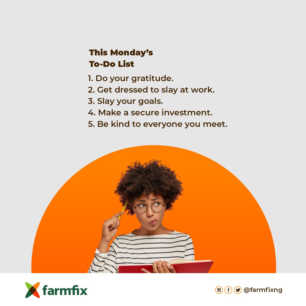 FarmFixng's tweet photo. Number 4 will be easier to do when you do number 1,2,3 and 5 this new week.

#MondayMotivation #MondayMood https://t.co/EPPKl7xlHV