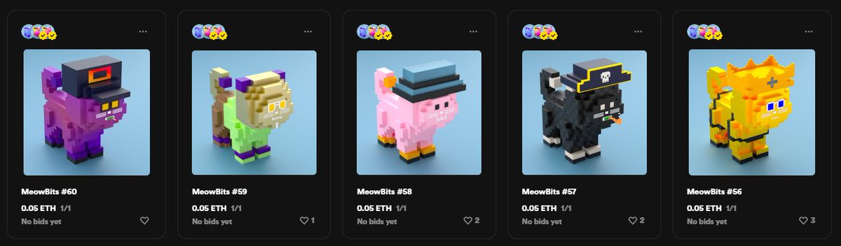 meowbits_'s tweet photo. MeowBits 56 - 60 minted @rariblecom You can check them out at https://t.co/vY6zSO2J7G or at https://t.co/o0qvpO3G8F 

#NFT  #NFTart #NFTartist #NFTs  #NFTcommunity #NFTartists  #cryptoart #nftdrop #nftcollector #NFTcollectables #NFTcollection https://t.co/3vXMXfJCJz