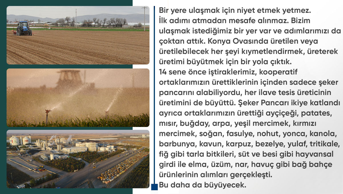 Bizim ulaşmak istediğimiz bir yer var ve adımlarımızı da çoktan attık. 

#Torku 
#KonyaŞeker