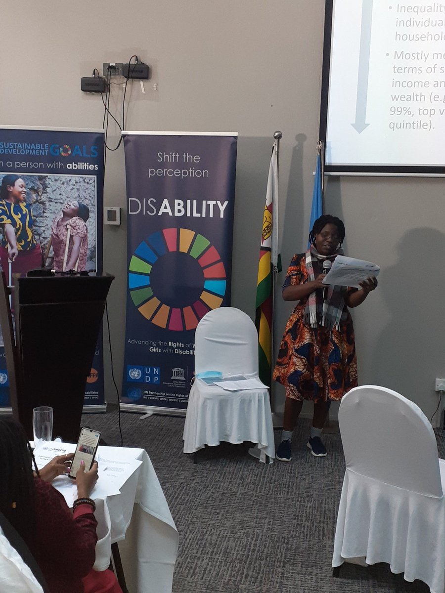 Zimbabwe UNPRPD  Phase 4 Inception Training 

Magedeline Madibela (UNRCO Gender and Disability Coordination Advisor) &amp; <a href="/AgnessChindimba/">Agness Chindimba</a>
(Deaf Women Included Director) presenting on Linking the CRPD and SDGs.

@unprpd 
<a href="/UNZimbabwe/">UN Zimbabwe</a> 
<a href="/unescoROSA/">UNESCOsouthernAfrica #Education #Sciences #Culture</a> 
<a href="/deafwomenzim/">Deaf Women Included</a>