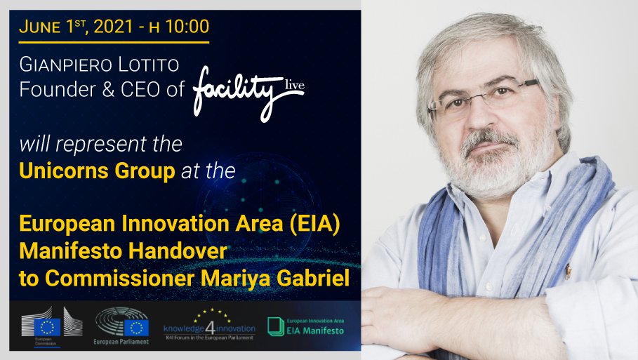 Tomorrow @GianpieroLotito will represent the Unicorns Group at the #EuropeanInnovationArea Manifesto Handover to @GabrielMariya featuring leading members of the @EUParl_EN. Join the discussion on youtu.be/_4eP0B1pJV0 #NextInnovationEU