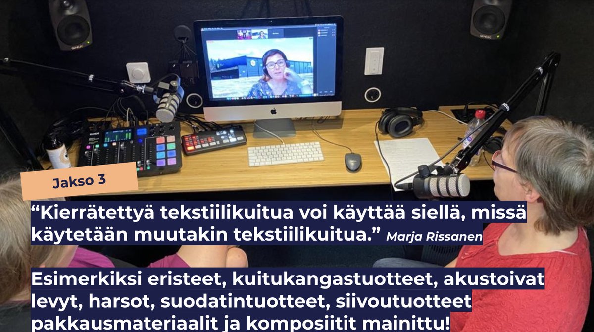 Jaksossa 3: Mitä #kierrätettyteksiilikuitu on ja mihin sitä voi käyttää? Vieraina tutkija Marja Rissanen <a href="/AaltoUniversity/">Aalto University</a> ja <a href="/HennaKnuutila/">Henna Knuutila</a> <a href="/OyRester/">Rester Ltd</a>  

Löydä Spotifysta spoti.fi/34xHBSR ja yleisimmistä pod-palveluista. 

#poistotekstiilistätuotteeksi