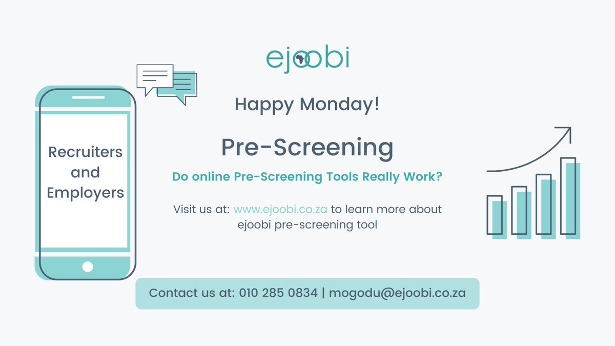 ejoobi_HR_Tech's tweet photo. #HappyMonday #RecruiterWeek #Prescreen #Recruitmentplatform #Recruiters #Employers
https://t.co/Wpda7NQeHf https://t.co/ygXOfxImc4