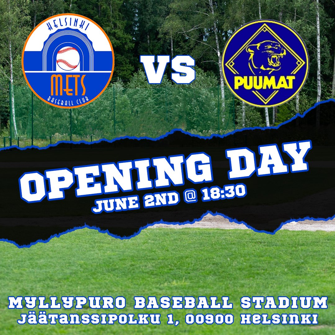 The season is almost here! The Helsinki Mets will be kicking off the 2021 season by taking on Puumat on Wednesday, June 2nd at 18:30. 
#baseballfi #baseballfinland #helsinki #helsinkimets <a href="/BaseballFinland/">Baseball Finland</a>