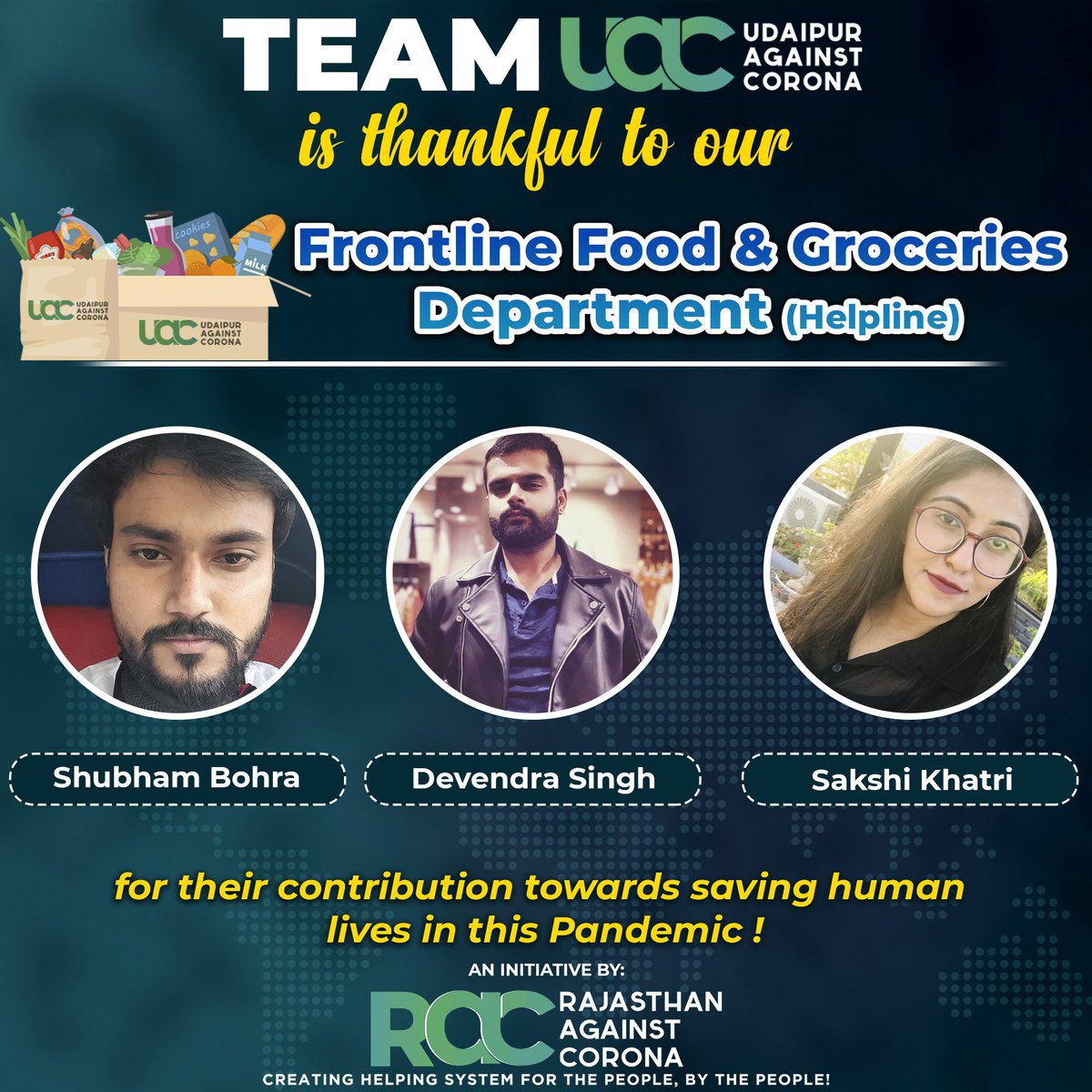 CoronaUdaipur's tweet photo. Team UAC is thankful to our Food &amp; Groceries Department (Helpline Numbers) for their selfless contribution towards saving human lives in this Pandemic!

An Initiative by RAC: Creating Helping System for the People, by the People.

#UdaipurAgainstCorona #udaipur #उदयपुर #rajasthan https://t.co/qufPtpxFpd